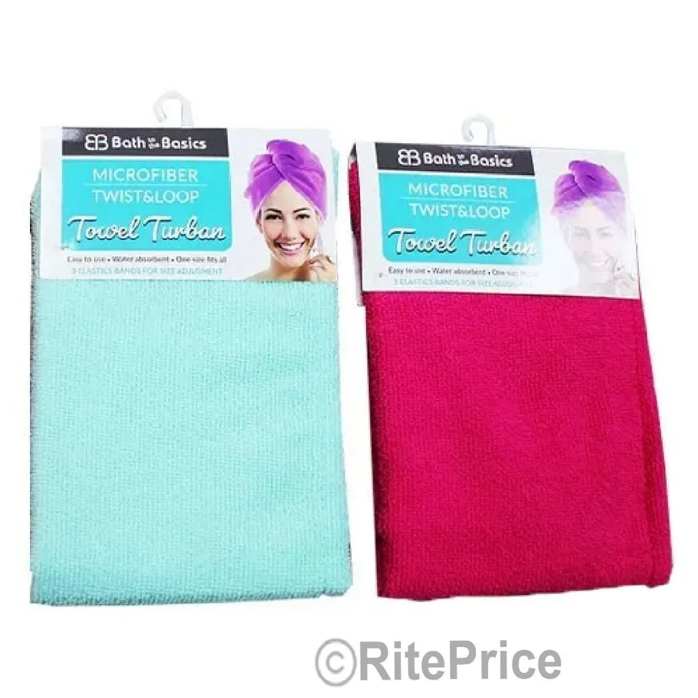 Turban Towels Twist Hair Quick Dry Microfiber Bath Hair Wrap Cap Hat Asst.(3 PK)